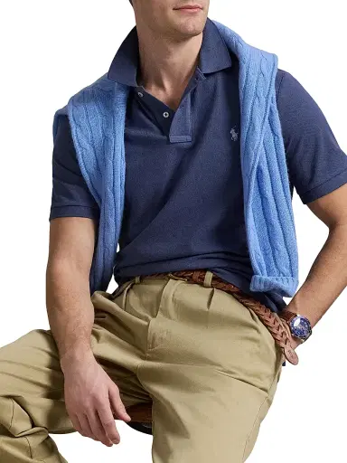 Polo Ralph Lauren Men's Classic-Fit Mesh Polo Shirt - Light Navy - Size XXL | Thumbnail 6