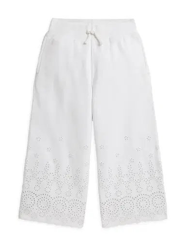 Polo Ralph Lauren Little Kid's & Kid's Eyelet Loopback Terry Wide-Leg Sweatpants | Thumbnail 1
