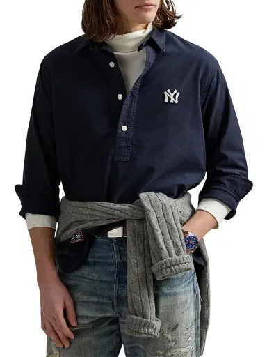 Polo Ralph Lauren Men's Yankees Oxford Shirt - Aviator Navy - Size Medium | Thumbnail 4 Polo Ralph Lauren Men's Yankees Oxford Shirt - Aviator Navy - Size Medium | Thumbnail 4