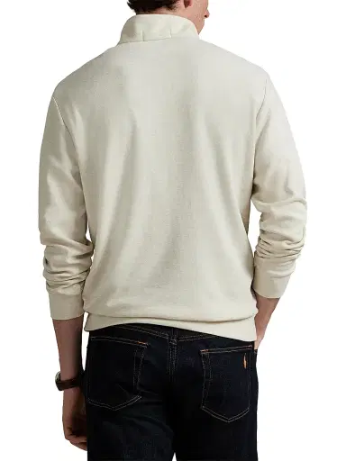 Polo Ralph Lauren Men's Luxury Textured Quarter-Zip Sweatshirt - Chalk Heather Nevis - Size XXL | Thumbnail 4 Polo Ralph Lauren Men's Luxury Textured Quarter-Zip Sweatshirt - Chalk Heather Nevis - Size XXL | Thumbnail 4