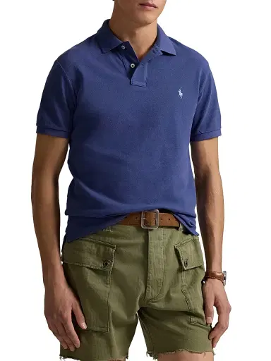 Polo Ralph Lauren Men's Custom-Slim-Fit Mesh Polo Shirt - Light Navy - Size XXL | Thumbnail 3