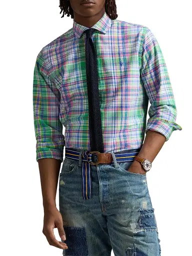 Polo Ralph Lauren Men's Classic-Fit Plaid Oxford Shirt - Green Pink Multi - Size XS | Thumbnail 3 Polo Ralph Lauren Men's Classic-Fit Plaid Oxford Shirt - Green Pink Multi - Size XS | Thumbnail 3