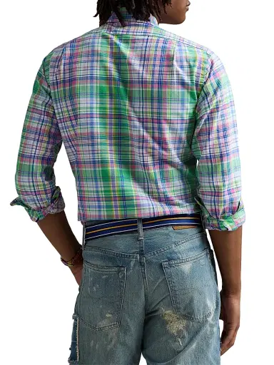 Polo Ralph Lauren Men's Classic-Fit Plaid Oxford Shirt - Green Pink Multi - Size XS | Thumbnail 4 Polo Ralph Lauren Men's Classic-Fit Plaid Oxford Shirt - Green Pink Multi - Size XS | Thumbnail 4