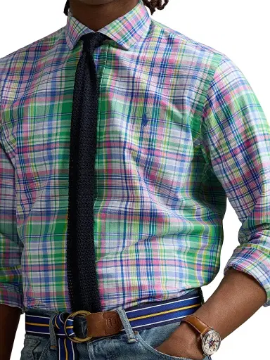 Polo Ralph Lauren Men's Classic-Fit Plaid Oxford Shirt - Green Pink Multi - Size XS | Thumbnail 5 Polo Ralph Lauren Men's Classic-Fit Plaid Oxford Shirt - Green Pink Multi - Size XS | Thumbnail 5