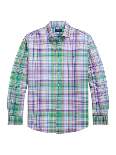 Polo Ralph Lauren Men's Classic-Fit Plaid Oxford Shirt - Green Pink Multi - Size XS | Thumbnail 1 Polo Ralph Lauren Men's Classic-Fit Plaid Oxford Shirt - Green Pink Multi - Size XS | Thumbnail 1