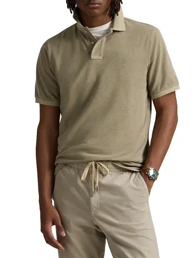 Polo Ralph Lauren Men's Classic-Fit Mineral-Dyed Mesh Polo Shirt - Olive - Size XXL | Thumbnail 3