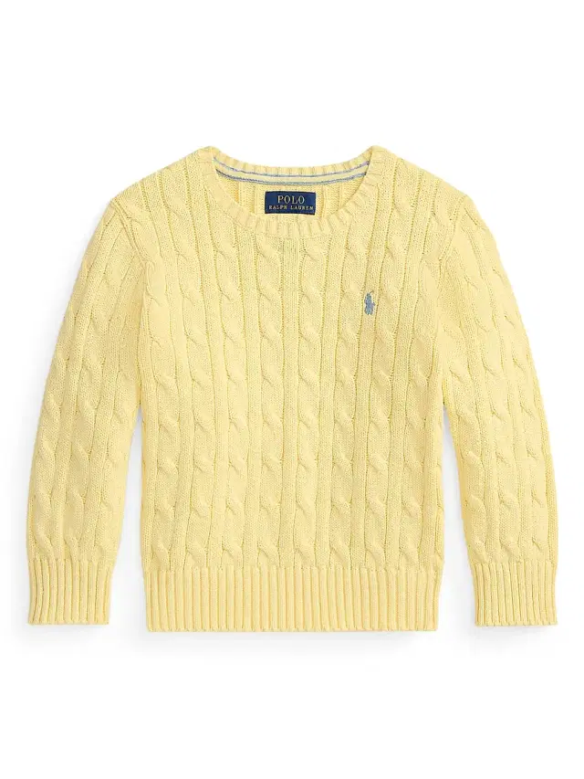 Little Boy's & Boy's Cable-Knit Combed Cotton Sweater - Bird Yellow