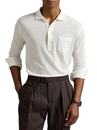 Polo Ralph Lauren Men's Linen Mesh Polo Shirt - Deckwash White - Size XXL | Thumbnail 3