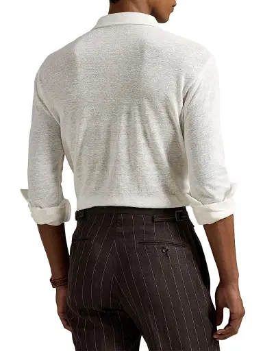 Polo Ralph Lauren Men's Linen Mesh Polo Shirt - Deckwash White - Size XXL | Thumbnail 4