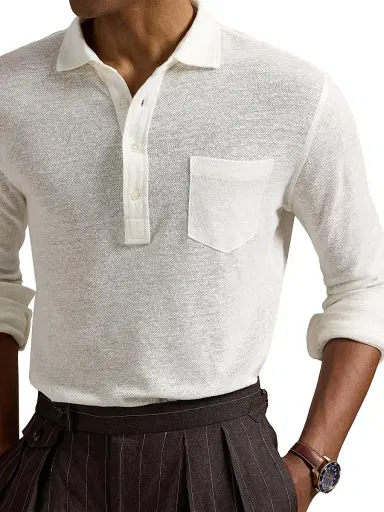 Polo Ralph Lauren Men's Linen Mesh Polo Shirt - Deckwash White - Size XXL | Thumbnail 5