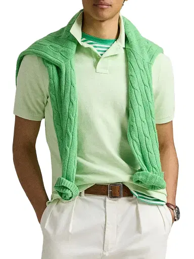 Polo Ralph Lauren Men's Classic-Fit Mineral-Dyed Mesh Polo Shirt - Leaf - Size XXL | Thumbnail 6