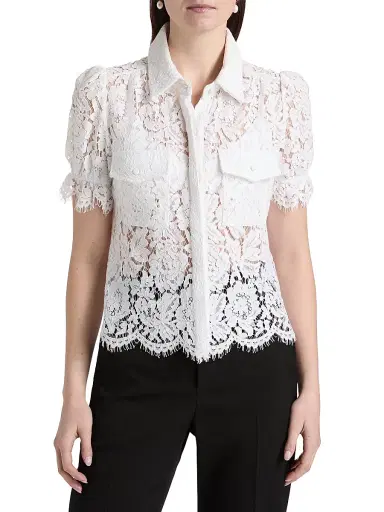Generation Love Women's Mina Lace Button-Front Top - White - Size XL | Thumbnail 3 Generation Love Women's Mina Lace Button-Front Top - White - Size XL | Thumbnail 3