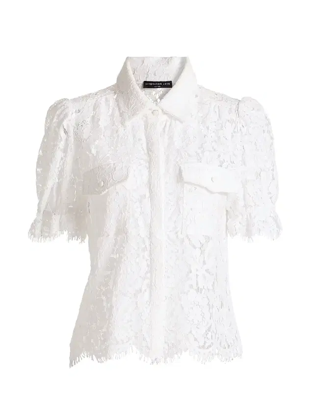 Generation Love Women's Mina Lace Button-Front Top - White