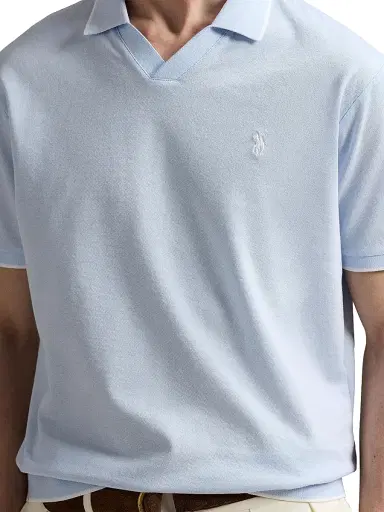 Polo Ralph Lauren Men's Jacquard Mesh Cotton Polo Shirt - Office Blue - Size XXL | Thumbnail 5 Polo Ralph Lauren Men's Jacquard Mesh Cotton Polo Shirt - Office Blue - Size XXL | Thumbnail 5