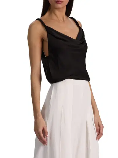Alice + Olivia Women's Monique Twist Strap Cowl Tank - Black - Size XL | Thumbnail 4
