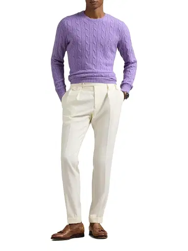 Polo Ralph Lauren Men's The Iconic Cable-Knit Cashmere Sweater - Sky Lavender - Size XXL | Thumbnail 2
