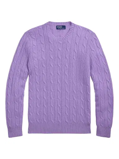 Polo Ralph Lauren Men's The Iconic Cable-Knit Cashmere Sweater - Sky Lavender - Size XXL | Thumbnail 1