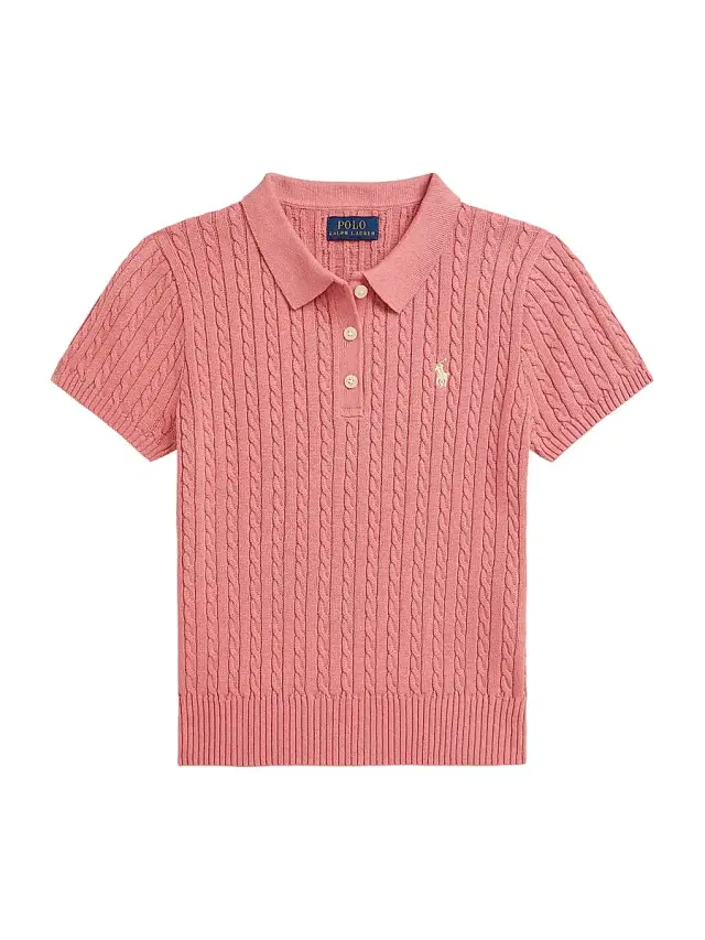 Little Girl's & Girl's Cable-Knit Polo Sweater - Desert Rose
