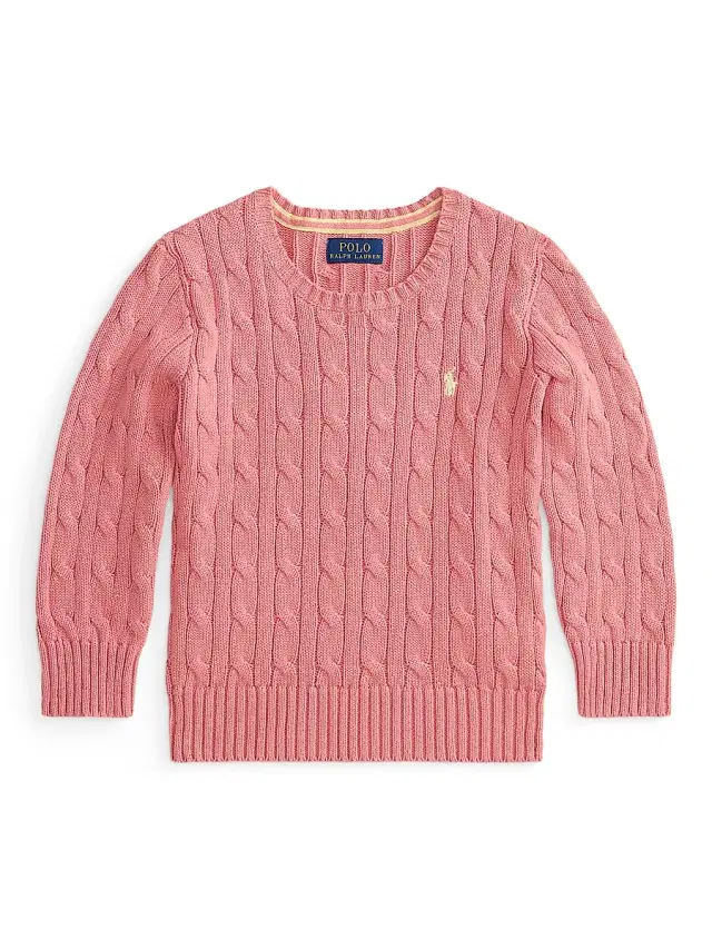 Little Boy's & Boy's Cable-Knit Combed Cotton Sweater - Desert Rose