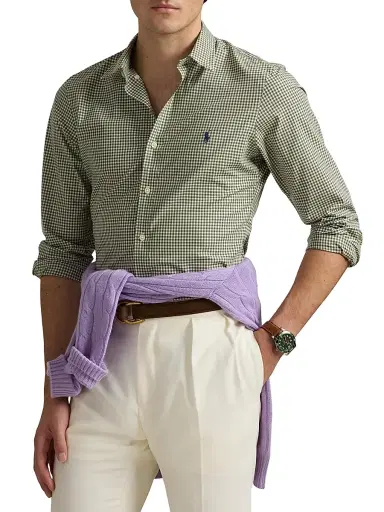 Polo Ralph Lauren Men's Gingham Stretch Poplin Shirt - Garden Trail White - Size XXL | Thumbnail 3