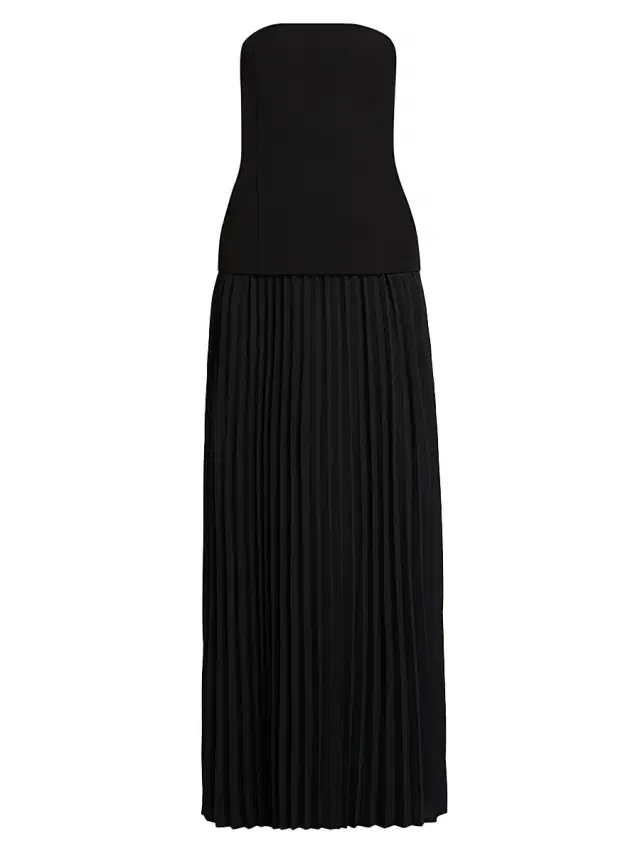 Generation Love Women's Cody Crepe Strapless Pleated Maxi Dress - Black