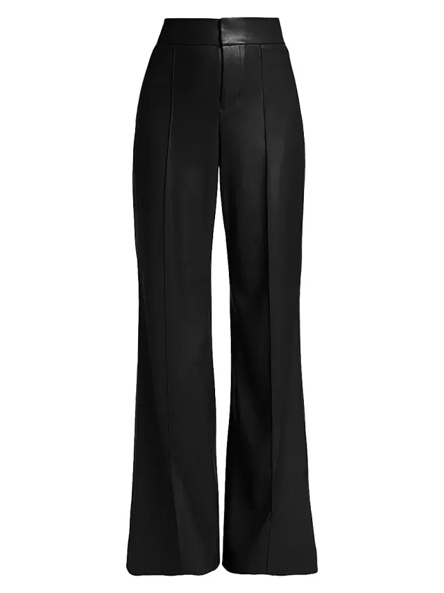 ALICE + OLIVIA Women's Dylan Wide-Leg Faux Leather Trousers - Black