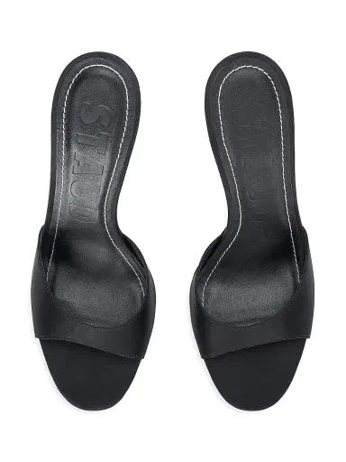 Staud Women's Brigitte 100MM Satin Wedge Sandals - Black - Size 11 | Thumbnail 4 Staud Women's Brigitte 100MM Satin Wedge Sandals - Black - Size 11 | Thumbnail 4