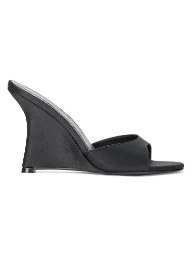Staud Women's Brigitte 100MM Satin Wedge Sandals - Black - Size 11 | Thumbnail 1 Staud Women's Brigitte 100MM Satin Wedge Sandals - Black - Size 11 | Thumbnail 1