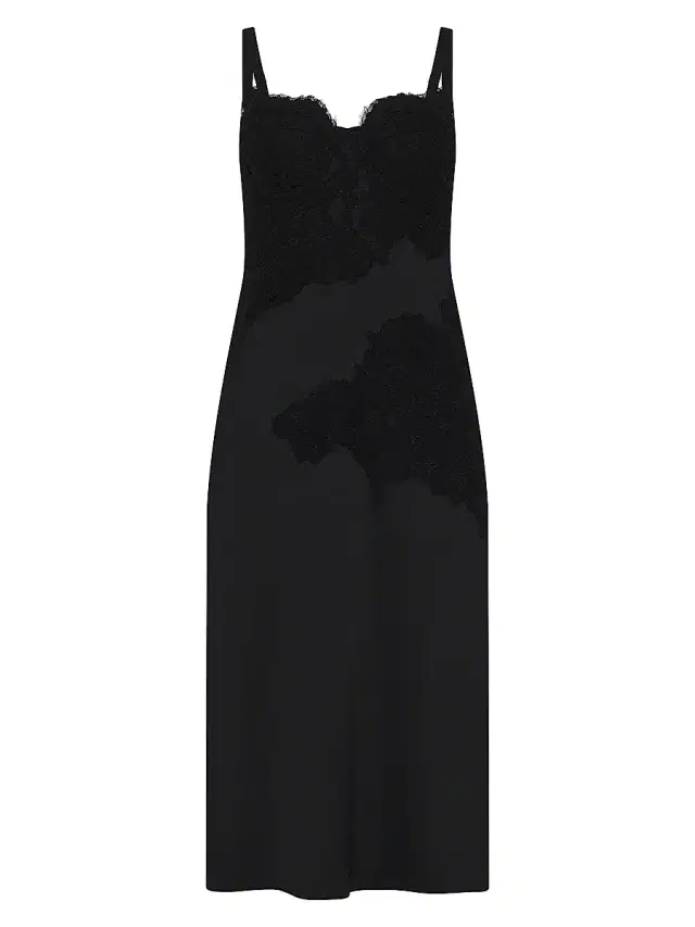 L'AGENCE Women's Fenna Lace Applique Silk Slipdress - Black
