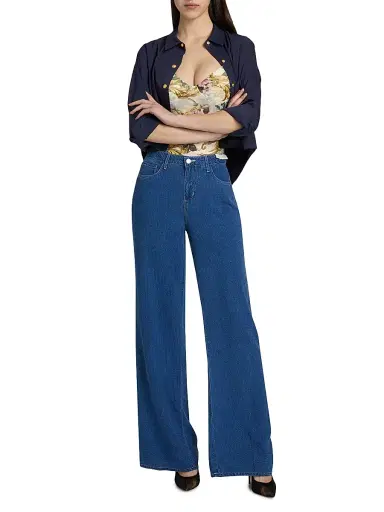 L'Agence Women's Cosette Crop Hi-Low Shirt | Thumbnail 2 L'Agence Women's Cosette Crop Hi-Low Shirt | Thumbnail 2