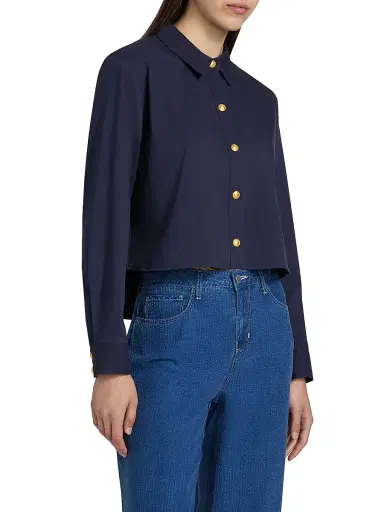 L'Agence Women's Cosette Crop Hi-Low Shirt | Thumbnail 4 L'Agence Women's Cosette Crop Hi-Low Shirt | Thumbnail 4