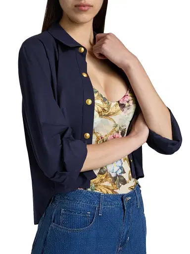 L'Agence Women's Cosette Crop Hi-Low Shirt | Thumbnail 6 L'Agence Women's Cosette Crop Hi-Low Shirt | Thumbnail 6