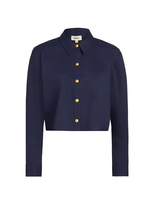 L'AGENCE Women's Cosette Crop Hi-Low Shirt - Midnight