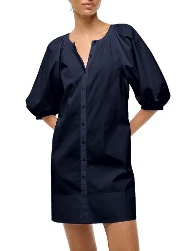 Staud Women's Vincent Cotton Poplin Minidress - Navy - Size XL | Thumbnail 2 Staud Women's Vincent Cotton Poplin Minidress - Navy - Size XL | Thumbnail 2