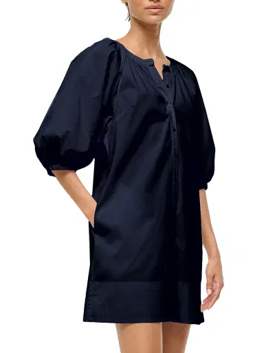 Staud Women's Vincent Cotton Poplin Minidress - Navy - Size XL | Thumbnail 4 Staud Women's Vincent Cotton Poplin Minidress - Navy - Size XL | Thumbnail 4