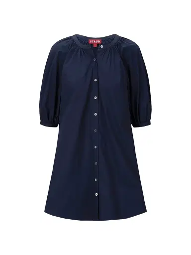 Staud Women's Vincent Cotton Poplin Minidress - Navy - Size XL | Thumbnail 1 Staud Women's Vincent Cotton Poplin Minidress - Navy - Size XL | Thumbnail 1