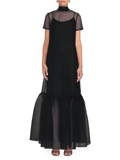 Staud Women's Calluna Bow-Back Organza Gown - Black - Size XS | Thumbnail 2