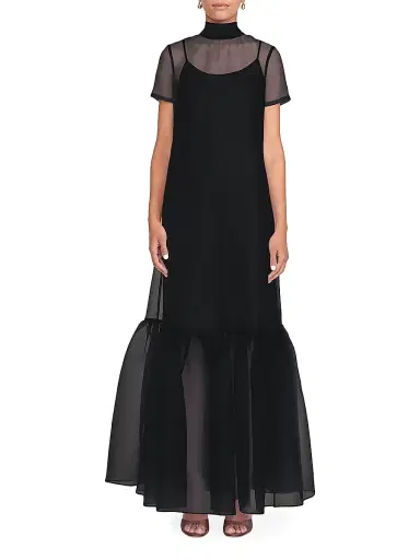 Staud Women's Calluna Bow-Back Organza Gown - Black - Size XS | Thumbnail 3