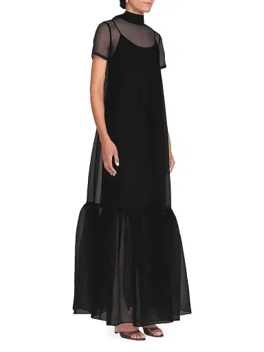 Staud Women's Calluna Bow-Back Organza Gown - Black - Size XS | Thumbnail 4