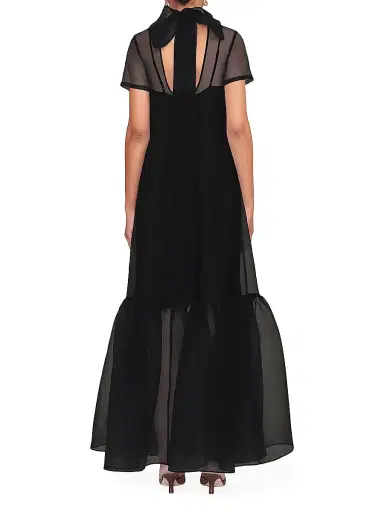 Staud Women's Calluna Bow-Back Organza Gown - Black - Size XS | Thumbnail 5