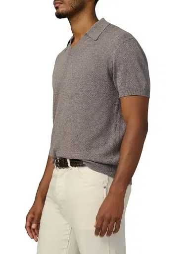 Joe's Jeans Men's Johnny Honeycomb Knit Polo Shirt - Mink | Thumbnail 3 Joe's Jeans Men's Johnny Honeycomb Knit Polo Shirt - Mink | Thumbnail 3