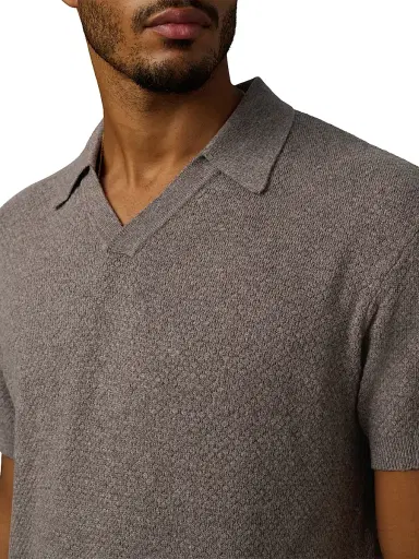 Joe's Jeans Men's Johnny Honeycomb Knit Polo Shirt - Mink | Thumbnail 4 Joe's Jeans Men's Johnny Honeycomb Knit Polo Shirt - Mink | Thumbnail 4