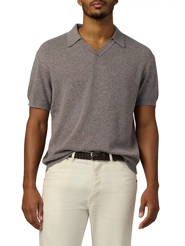 Men's Johnny Honeycomb Knit Polo Shirt - Mink