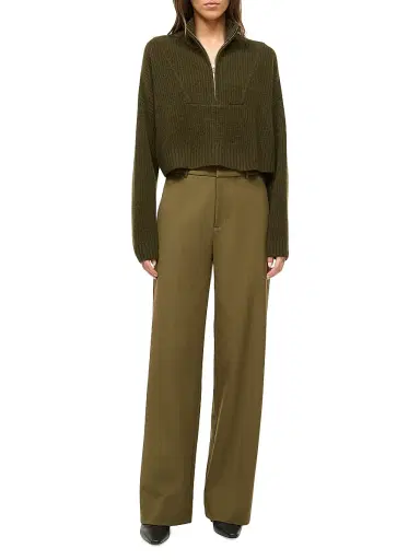 Staud Women's Hampton Cashmere Crop Sweater - Olive - Size Large | Thumbnail 2