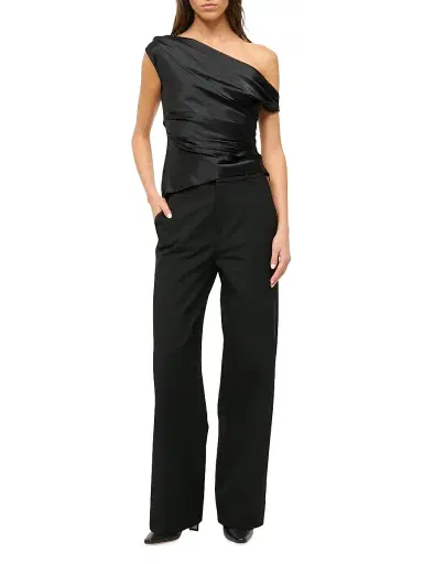 Staud Women's Phare Asymmetric Silk-Blend Top - Black - Size 12 | Thumbnail 2 Staud Women's Phare Asymmetric Silk-Blend Top - Black - Size 12 | Thumbnail 2