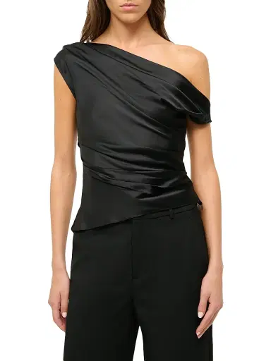 Staud Women's Phare Asymmetric Silk-Blend Top - Black - Size 12 | Thumbnail 3 Staud Women's Phare Asymmetric Silk-Blend Top - Black - Size 12 | Thumbnail 3
