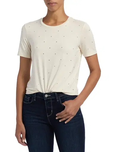 L'Agence Women's Stormy Embellished T-Shirt | Thumbnail 3