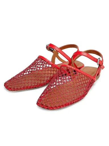 Staud Women's Rete Paper Net Sandals - Red Netting - Size 11 | Thumbnail 2