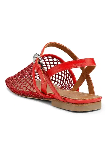Staud Women's Rete Paper Net Sandals - Red Netting - Size 11 | Thumbnail 3