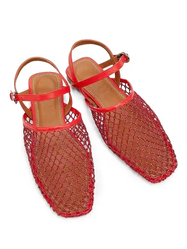 Staud Women's Rete Paper Net Sandals - Red Netting - Size 11 | Thumbnail 4